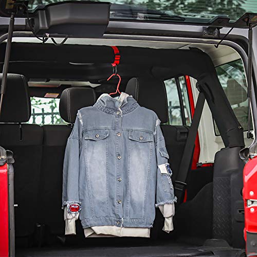 JeCar 2PCS Roll Bar Coat Hanger Clothes Hook for Jeep Wrangler CJ YJ TJ LJ JK JKU JL JLU JT Sports Sahara Freedom Rubicon & Unlimited X 2/4 Door (Red) - Image 3