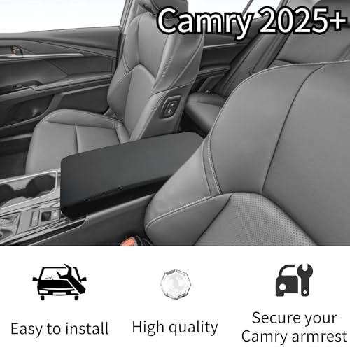 POSAID Center Console Armrest Cover for 2025 Toyota Camry (XSE/XLE/SE/LE) Leather Armrest Cover for 2025 Toyota Camry Accessories, Black Trim - Image 2