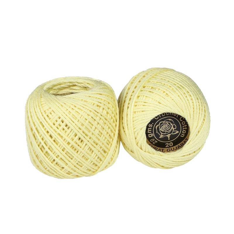 CORIOX Crochet Thread Set Of 10 Ball Crochet Cotton Thread Yarn For Knitting & Craft Making. Size 20 Gram 55 To 60 Mtr Approx (Light Yellow), 230 Gm - Image 3