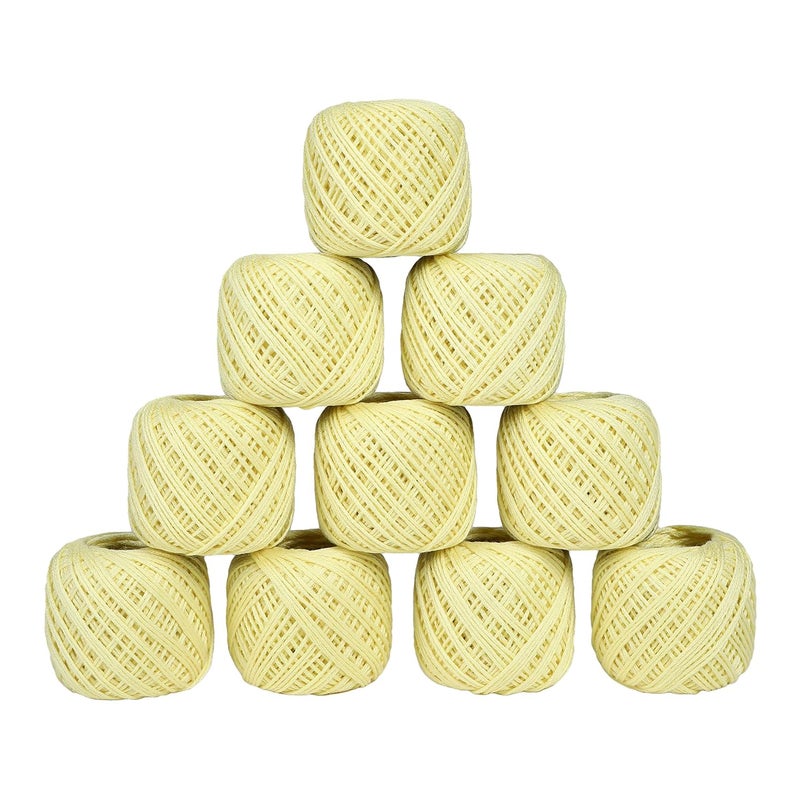 CORIOX Crochet Thread Set Of 10 Ball Crochet Cotton Thread Yarn For Knitting & Craft Making. Size 20 Gram 55 To 60 Mtr Approx (Light Yellow), 230 Gm - Image 1