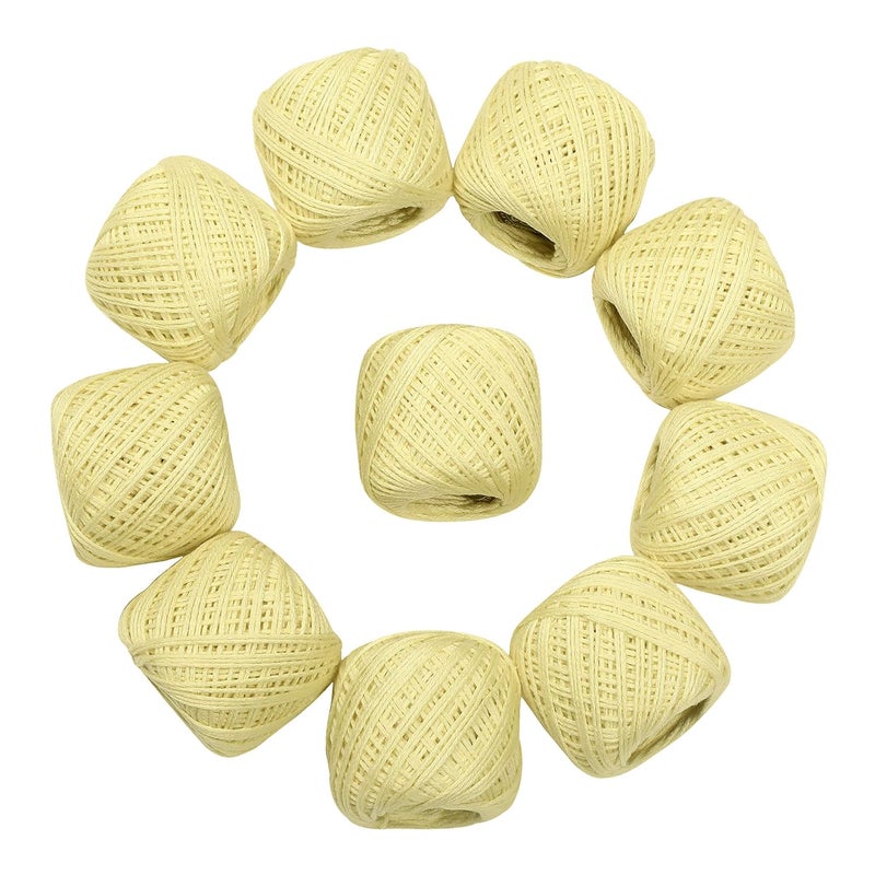 CORIOX Crochet Thread Set Of 10 Ball Crochet Cotton Thread Yarn For Knitting & Craft Making. Size 20 Gram 55 To 60 Mtr Approx (Light Yellow), 230 Gm - Image 2