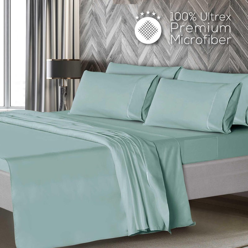 Mueller Ultratemp Bed Sheets Set  Super Soft 1800  6 Piece California King Sheet Sets  Deep Pocket up to 16""  Transfers Heat  Breathes Better  Hypoallergenic  Wrinkle-Resistant  Oeko-TEX  Light Teal - Image 3
