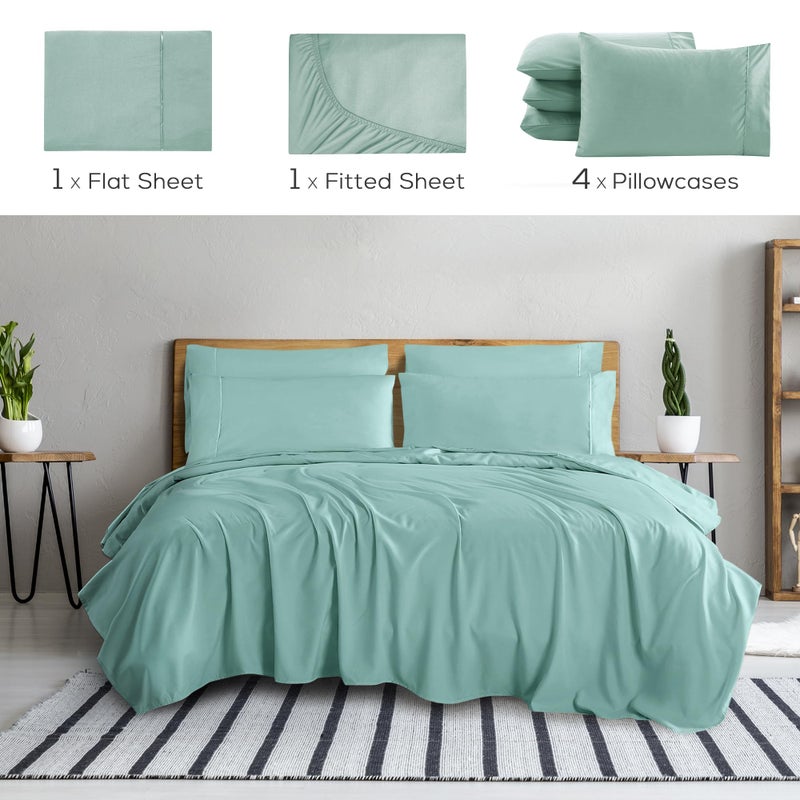 Mueller Ultratemp Bed Sheets Set  Super Soft 1800  6 Piece California King Sheet Sets  Deep Pocket up to 16""  Transfers Heat  Breathes Better  Hypoallergenic  Wrinkle-Resistant  Oeko-TEX  Light Teal - Image 2