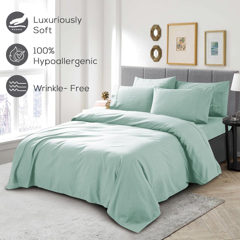 Mueller Ultratemp Bed Sheets Set  Super Soft 1800  6 Piece California King Sheet Sets  Deep Pocket up to 16""  Transfers Heat  Breathes Better  Hypoallergenic  Wrinkle-Resistant  Oeko-TEX  Light Teal - Image 5