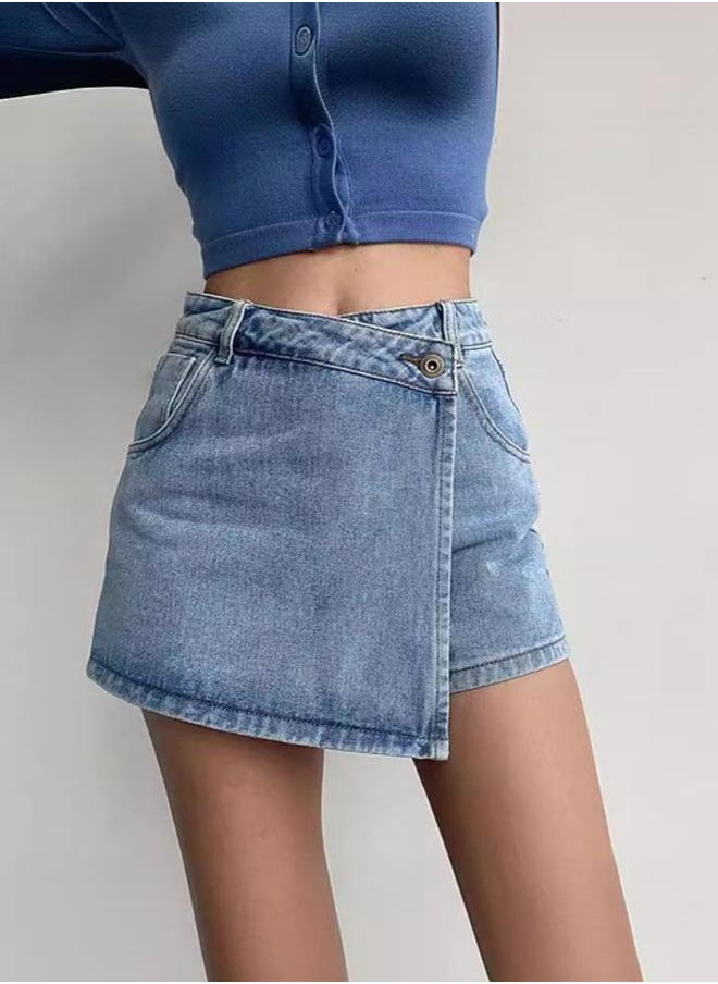 Blue Denim A-Line Denim Skirt