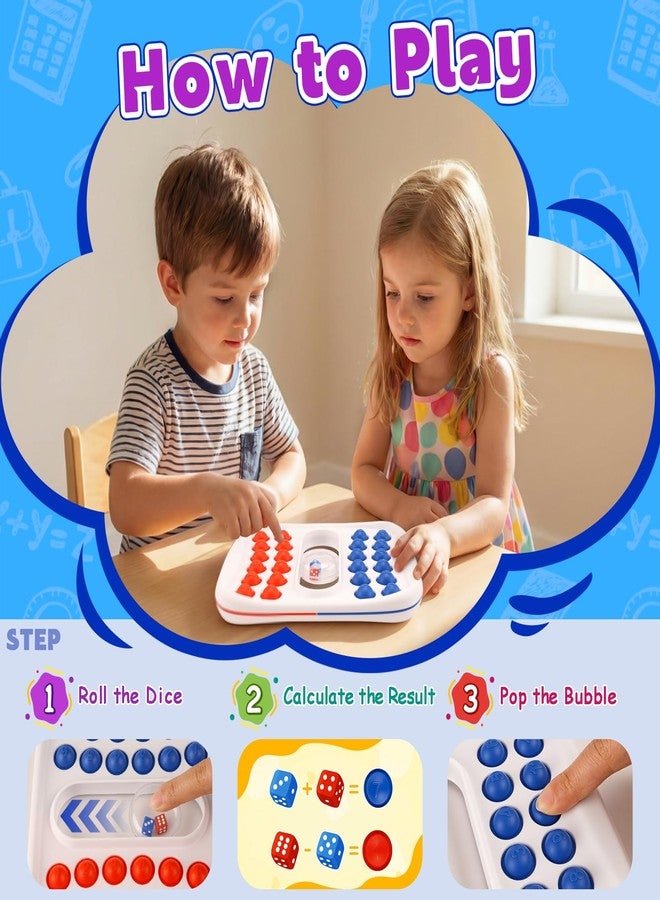 Kiditos Pop Math Game for Kids Ages 4–8, Fidget Math Board Game with Built-in Dice, Addition & Subtraction Learning Toy, Sensory STEM Toy for Classroom, Homeschool & Travel - Image 2