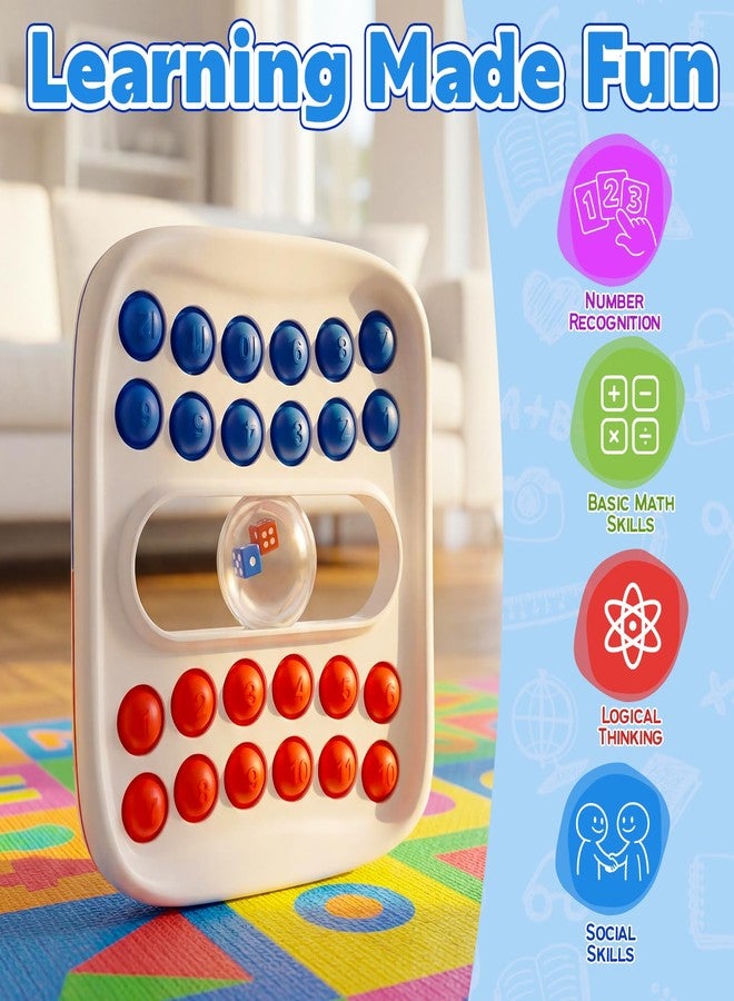 Kiditos Pop Math Game for Kids Ages 4–8, Fidget Math Board Game with Built-in Dice, Addition & Subtraction Learning Toy, Sensory STEM Toy for Classroom, Homeschool & Travel - Image 3