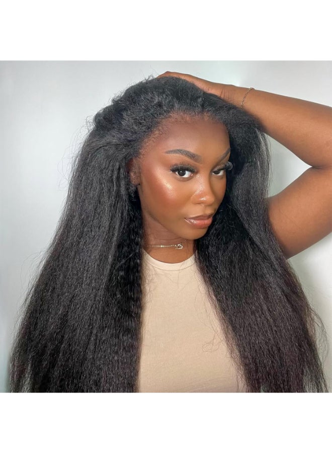 BLY Kinky Straight 3 in 1 Half Wig Human Hair for Women 180 Density Glueless Wear Go No Lace Flip Over Wig Beginner Friendly Seamless Clip In 20 Inch - Image 2