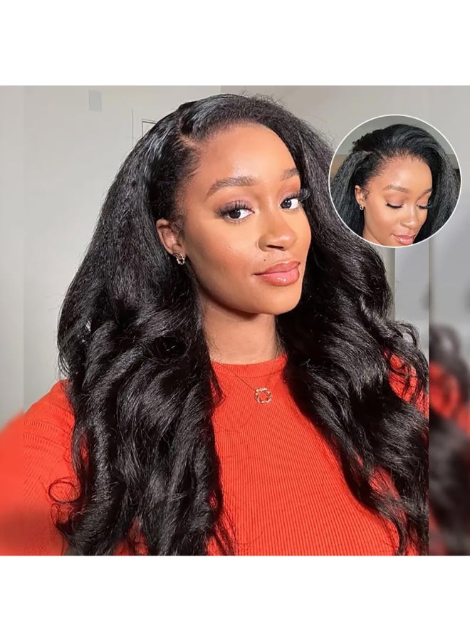 BLY Kinky Straight 3 in 1 Half Wig Human Hair for Women 180 Density Glueless Wear Go No Lace Flip Over Wig Beginner Friendly Seamless Clip In 20 Inch - Image 4