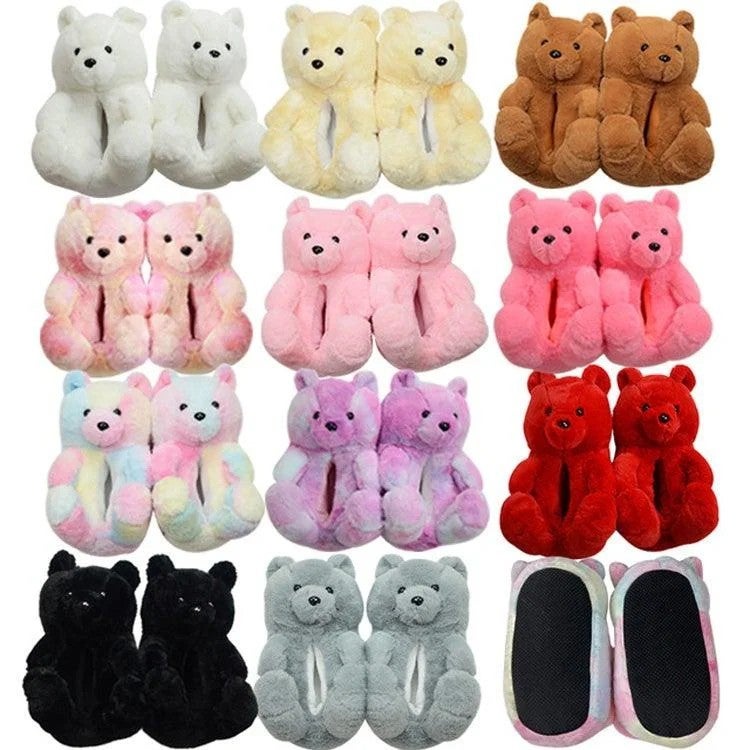 Y&D Fashion Fur Winter Adult Kids House Shoes Home Fuzzy Plush Teddy Bear Slippers for Women Girls - Image 1