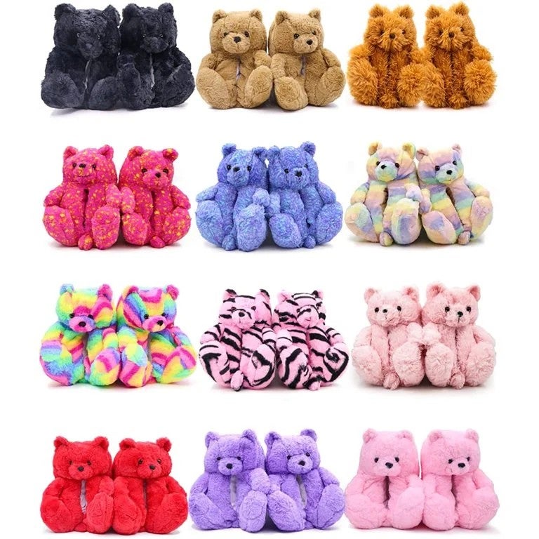 Y&D Fashion Fur Winter Adult Kids House Shoes Home Fuzzy Plush Teddy Bear Slippers for Women Girls - Image 4