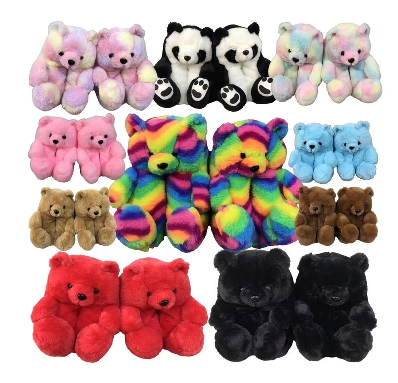 Y&D Fashion Fur Winter Adult Kids House Shoes Home Fuzzy Plush Teddy Bear Slippers for Women Girls - Image 5