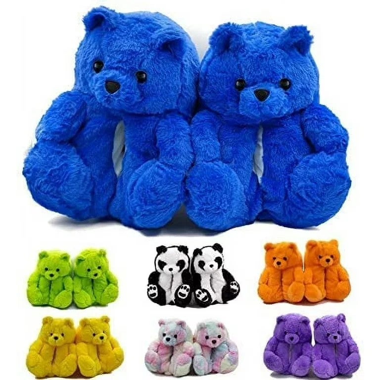 Y&D Fashion Fur Winter Adult Kids House Shoes Home Fuzzy Plush Teddy Bear Slippers for Women Girls - Image 2