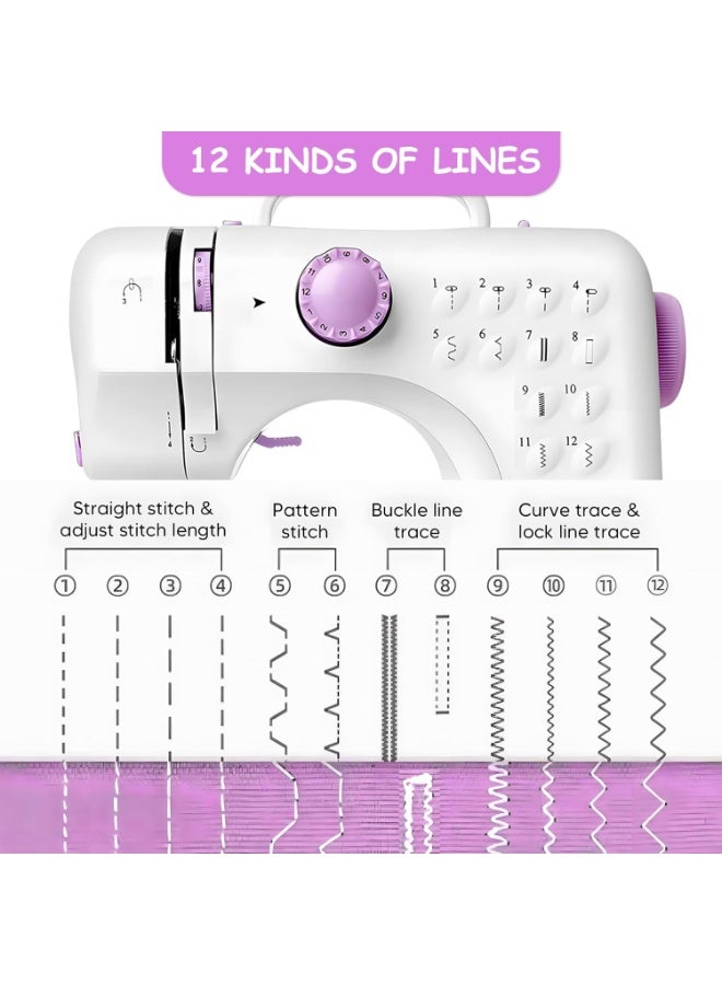 12-Stitch Electric Sewing Machine with Extension Table - Double Line and Double Speed - Portable Multifunctional Sewing Machine for Beginners and Kids - Image 3