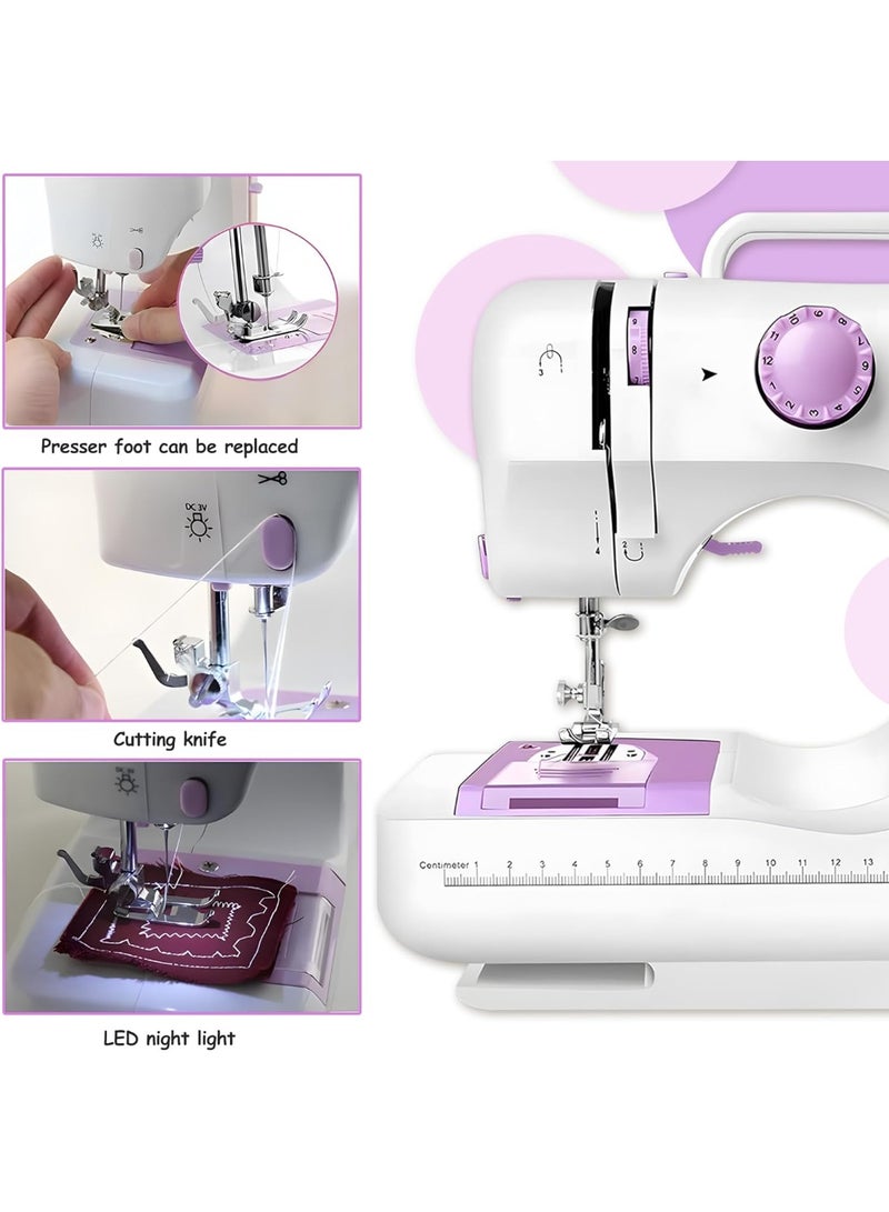 12-Stitch Electric Sewing Machine with Extension Table - Double Line and Double Speed - Portable Multifunctional Sewing Machine for Beginners and Kids - Image 2