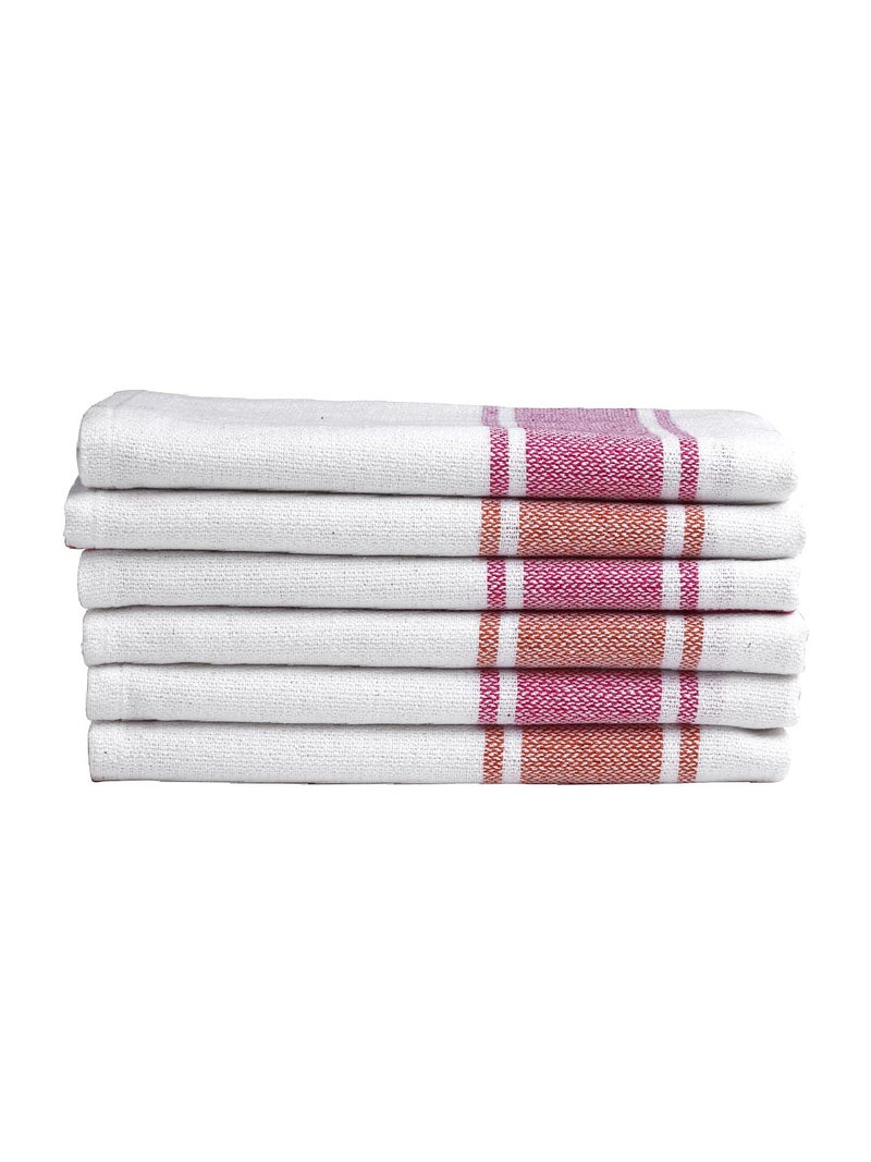 Arrabi Multi Stripes Handwoven Cotton Hand Towel (Set of 6) | ARHT-1015-1016-x6 - Image 3