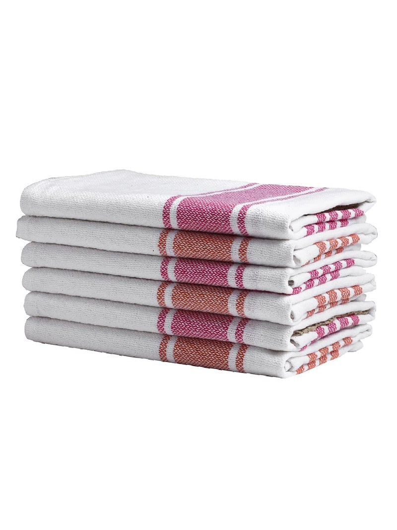 Arrabi Multi Stripes Handwoven Cotton Hand Towel (Set of 6) | ARHT-1015-1016-x6 - Image 4