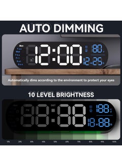Generic Digital Wall Clock, 14.3 Inch Large LED Display, with Remote Control,Dual Alarm, Auto-Dimming with Night Light, RGB Atmosphere Lights with 9 Colors, for Bedroom Living Room Decor  - Image 3