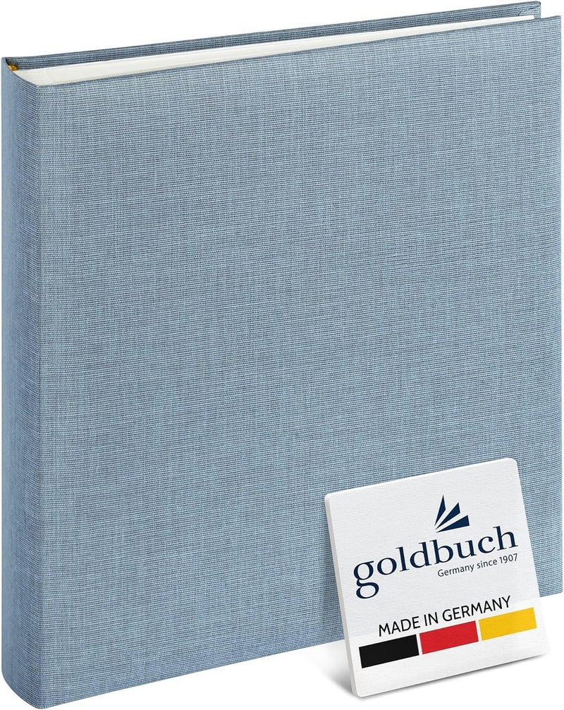 Goldbuch Summertime Trend 2 24607 Photo Album with 60 White Pages with Glassine Dividers, Memory Album with Linen Cover, Photo Album for Gluing, Blue/Grey, 25 x 25 cm - Image 1