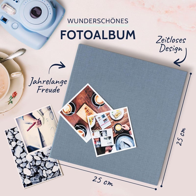 Goldbuch Summertime Trend 2 24607 Photo Album with 60 White Pages with Glassine Dividers, Memory Album with Linen Cover, Photo Album for Gluing, Blue/Grey, 25 x 25 cm - Image 2
