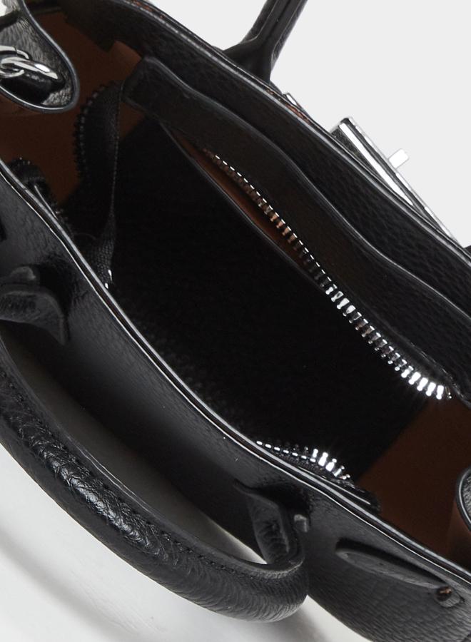 Styli Solid Dual Handle Handbag with Heart Drop - Image 4