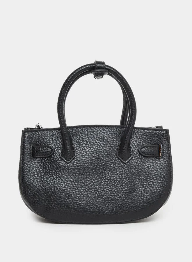Styli Styli Solid Dual Handle Handbag with Heart Drop