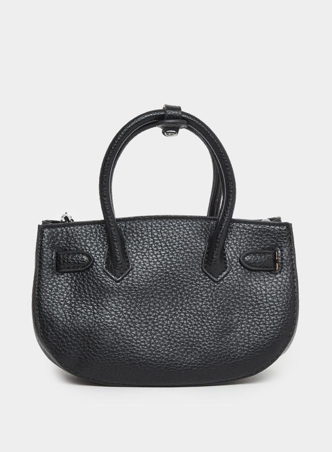 Styli Solid Dual Handle Handbag with Heart Drop - Image 3