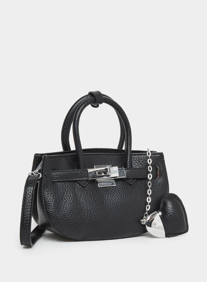 Styli Solid Dual Handle Handbag with Heart Drop - Image 1