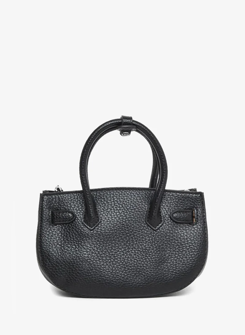 Styli Styli Solid Dual Handle Handbag with Heart Drop