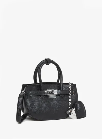 Styli Styli Solid Dual Handle Handbag with Heart Drop