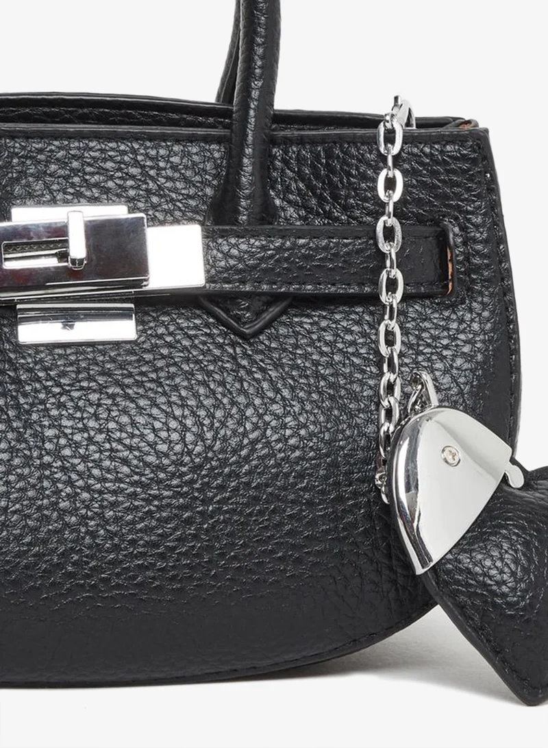 Styli Styli Solid Dual Handle Handbag with Heart Drop