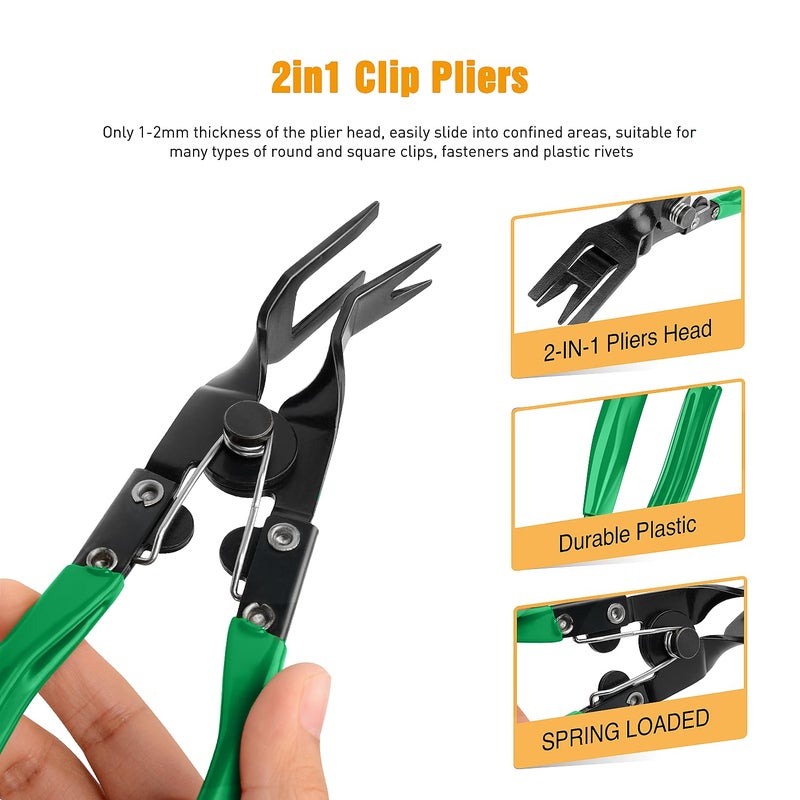 GOOACC Auto Trim Removal Tool Set 3Pcs No Scratch Pry Tool Kit with Storage Bag for Car Body Clips Door Panel Car Clips Dashboard Repair Green - Image 2