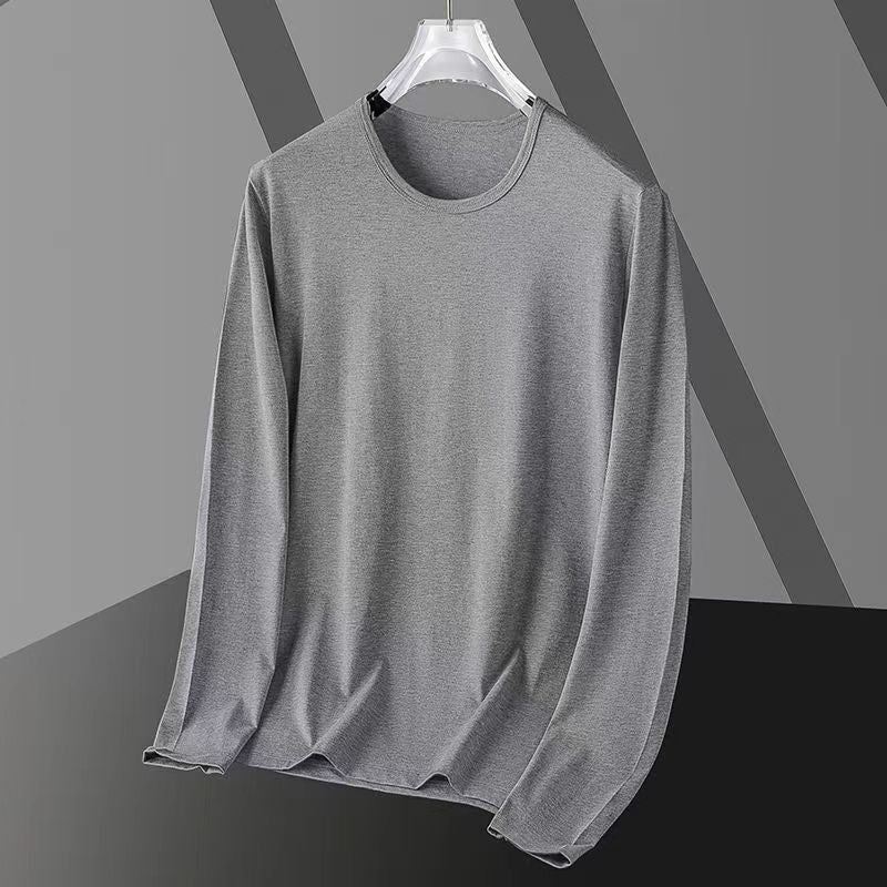 تي شيرت نسائي بأكمام طويلة خريف 2024 جديد بقصة دائرية قميص أساسي موضة جوكر سريع الجفاف ضيق للنساء جملة أبيض - Image 5