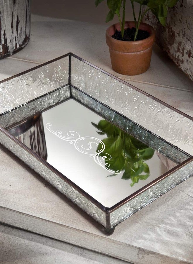 J Devlin Glass Art J Devlin Tra 106-1 ET207 Personalized Vintage Glass Jewelry Tray with Mirrored Bottom Monogrammed Decorative Dresser Engraved Vanity Organizer - Image 2