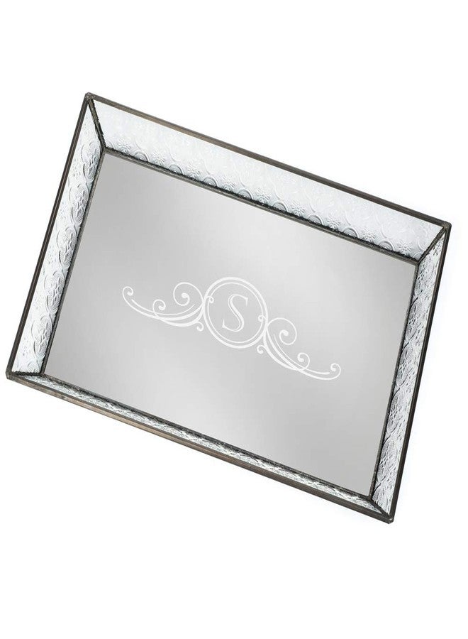 J Devlin Glass Art J Devlin Tra 106-1 ET207 Personalized Vintage Glass Jewelry Tray with Mirrored Bottom Monogrammed Decorative Dresser Engraved Vanity Organizer - Image 1