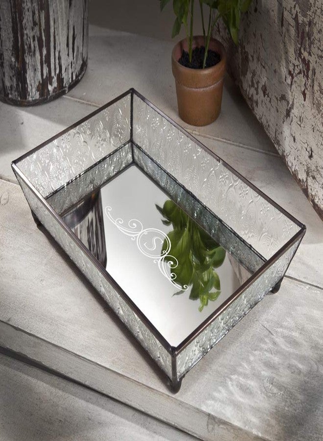J Devlin Glass Art J Devlin Tra 106-1 ET207 Personalized Vintage Glass Jewelry Tray with Mirrored Bottom Monogrammed Decorative Dresser Engraved Vanity Organizer - Image 4