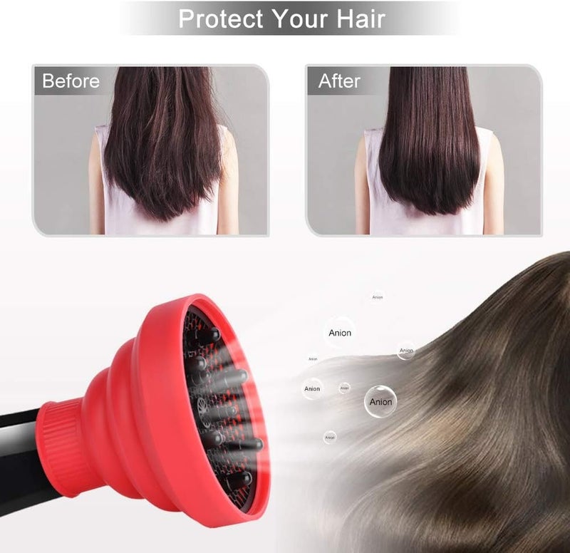 DOACT Hair Dryer Diffuser, Collapsible Silicone Hair Dryer Diffuser, Hair color care Silicone Folding Hairdryer Diffuser for Most Hair Dryer Blowers makeup styling - Image 2