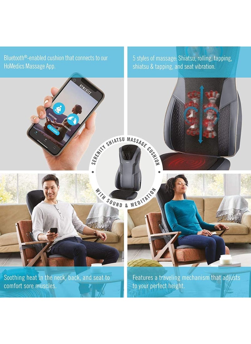 HoMedics HoMedics Serenity Shiatsu Massage Cushion with Sound  Meditation5 Massage Styles For Pain Relief Targets Neck  Shoulders Plus Soothing Heat  App Enabled  - Image 2