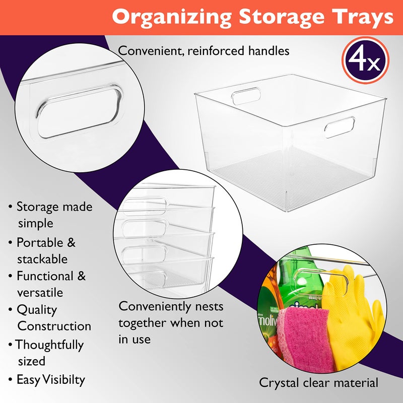 ClearSpace Clear Plastic Storage Bins â€“ XL 4 Pack Perfect for Kitchen,Fridge, Pantry Organization, Cabinet Organizers - Image 4