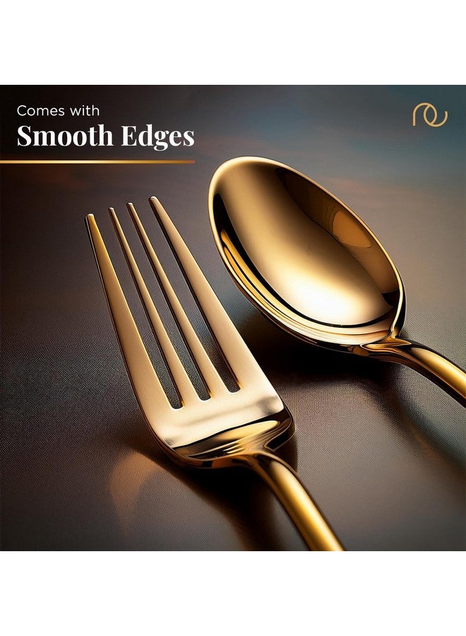 FrenchWare أدوات المائدة الفرنسية (مجموعة من 12، ملاعق من الفولاذ المقاوم للصدأ PVD ذهبية - 6 وشوك - 6)، 100% درجة غذائية، غير سامة، مقاومة للصدأ، آمنة في غسالة الصحون، مجموعة هدايا مثالية لجميع المناسبات - Image 4
