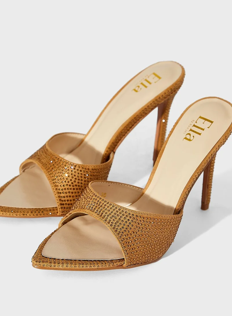 Ella Limited Edition Diamante Pointed Toe Sandal Gold