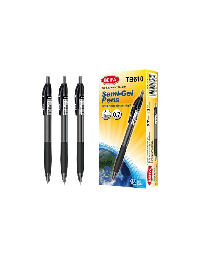 Beifa semi gel pen  0.7 mm black  model TB610-112