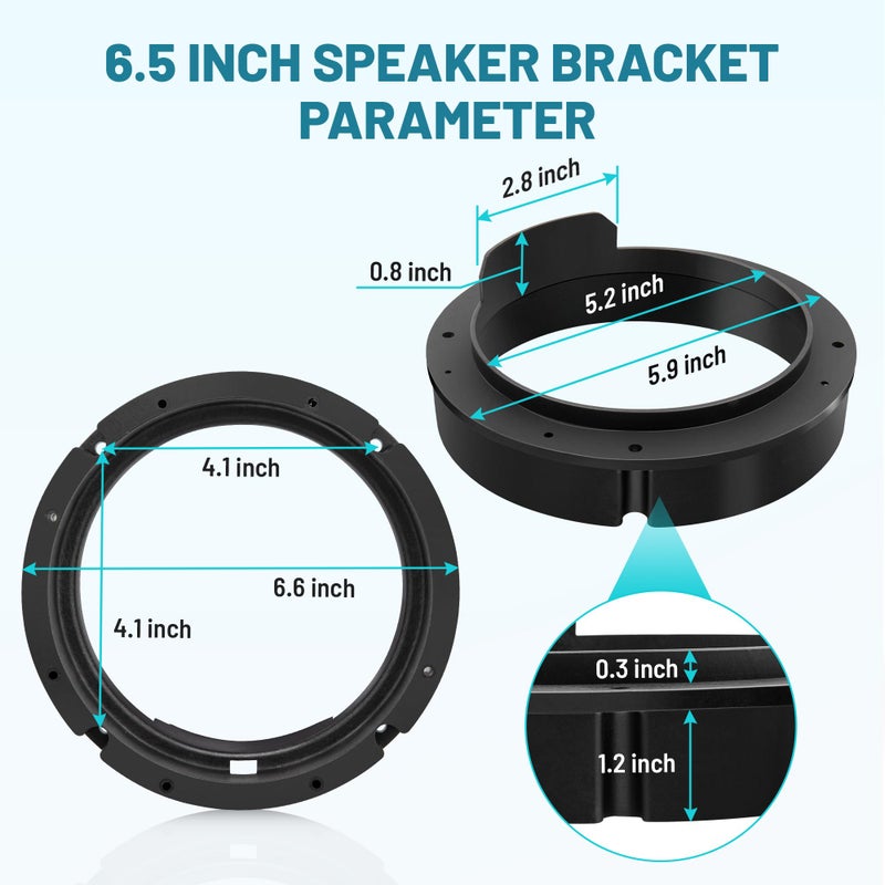 Generic NuIth 6.5 Inch Speaker Adapters Plate Spacer for VW 1999-2019, Porsche 2000-2006, Skoda 2005-2013, Seat 1999-2005 Aftermarket Front Door Speaker Adapter Mount Bracket Rings  - Image 2