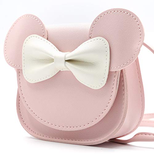 HXQ Little Mouse Ear Bow Crossbody Purse,PU Shoulder Handbag for Kids Girls Toddlers(Pink) - Image 2