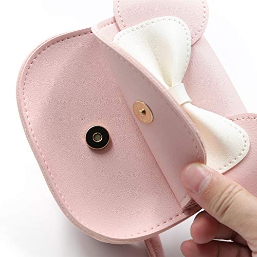 HXQ Little Mouse Ear Bow Crossbody Purse,PU Shoulder Handbag for Kids Girls Toddlers(Pink) - Image 5