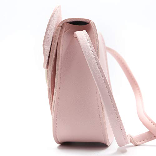 HXQ Little Mouse Ear Bow Crossbody Purse,PU Shoulder Handbag for Kids Girls Toddlers(Pink) - Image 3