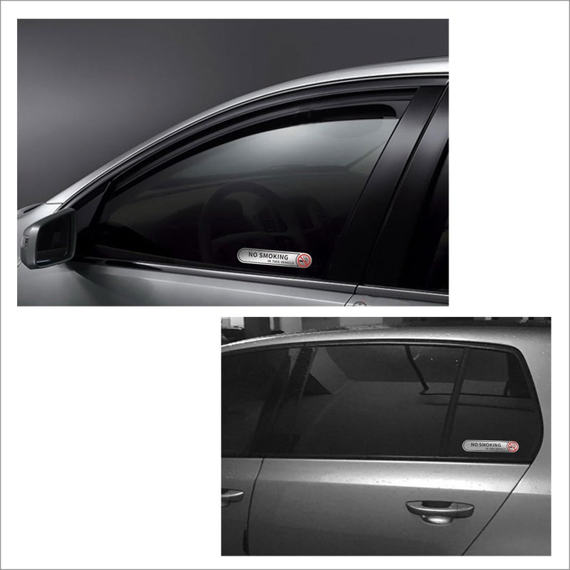 LEMBANG 8 Pieces No Smoking in This Vehicle Stickers for Cars, Brushed Silver No Smoking in Car Sticker,5inx1in - Image 4