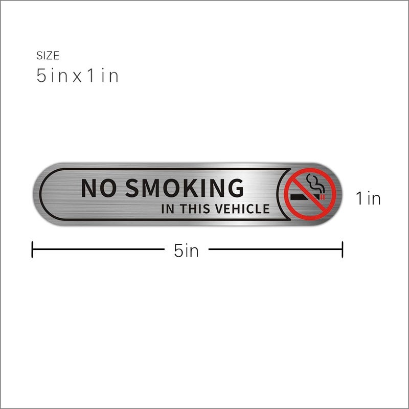 LEMBANG 8 Pieces No Smoking in This Vehicle Stickers for Cars, Brushed Silver No Smoking in Car Sticker,5inx1in - Image 3