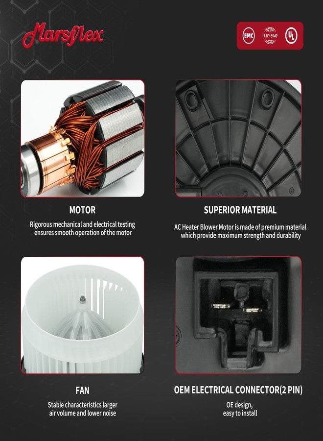 Marsflex Front Blower Motor 700194 for 2006-2011 Honda Civic, 2007-2010 Jeep Wrangler, 2008 2009 Automotive Replacement Blower Motor Fan OE: 79310-SNA-A01, 79310-SNA-A02, 68004195AA - Image 4