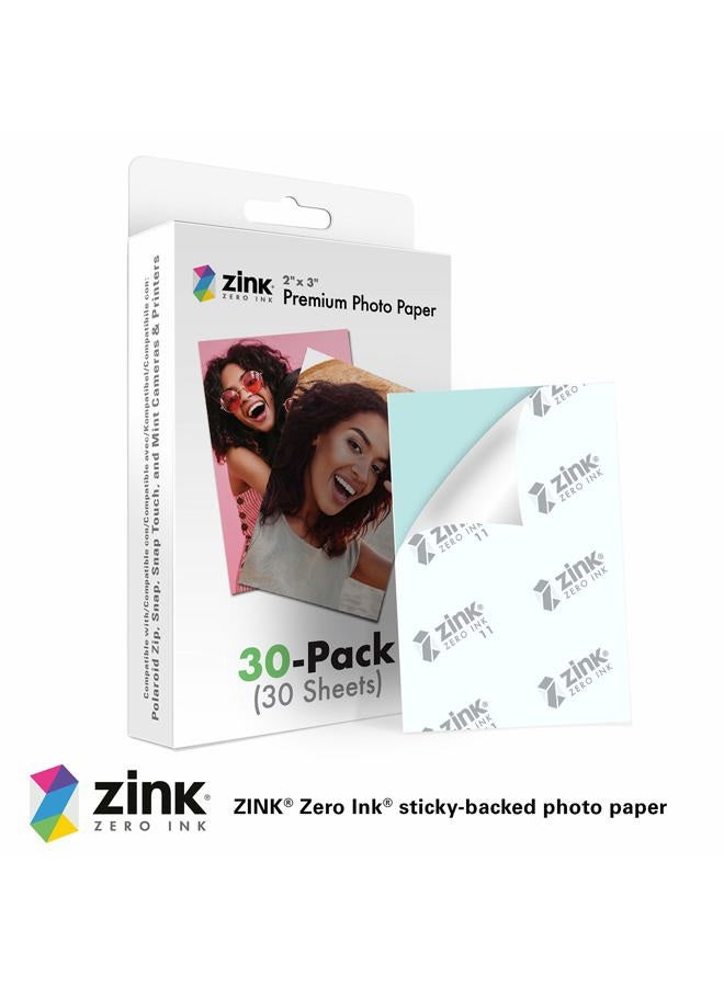 Zink 5.1 cmx3" Premium Instant Photo Paper (30 Pack) Compatible with Polaroid Snap, Snap Touch, Zip and Mint Cameras and Printers - Image 2